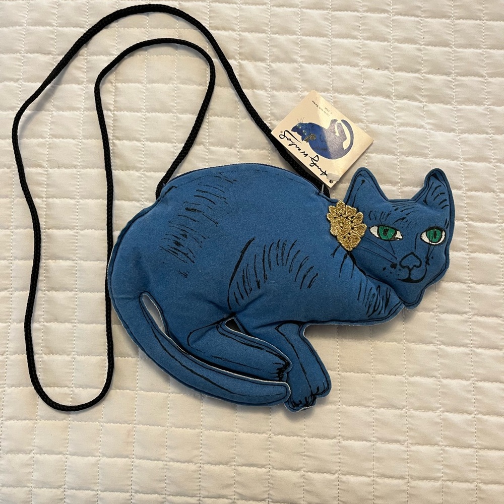 RARE Vintage Andy Warhol Blue Cat Pop Art Purse New With Tags